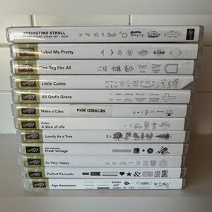 Bundle of 12 Stampin’ Up rubber stamp sets in boxes total 104 stamps